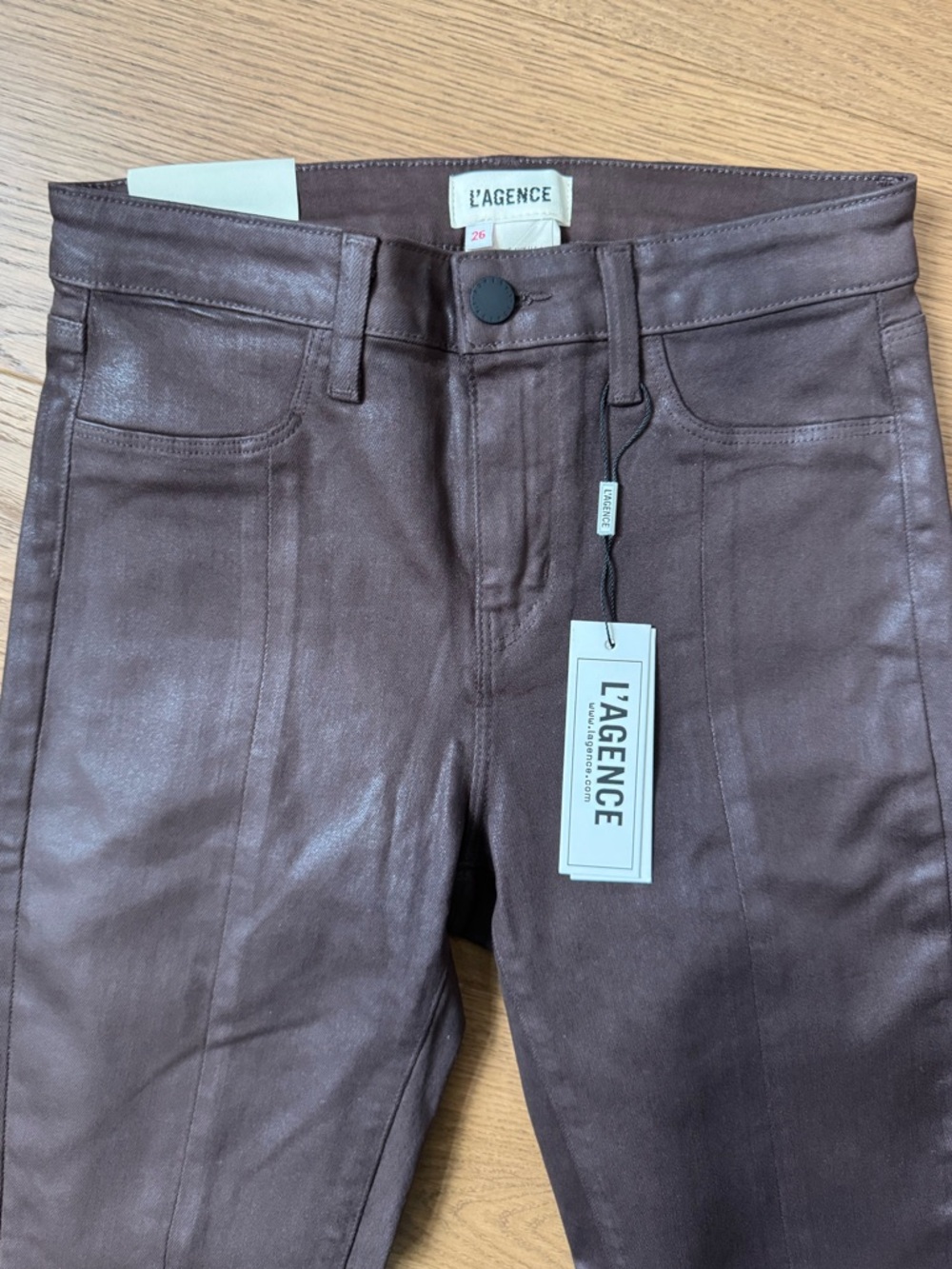 L’Agence Jyothi Coated High-Rise Skinny Jeans - Size 26 - NWT - Cocoa Coated - Picture 3 of 13